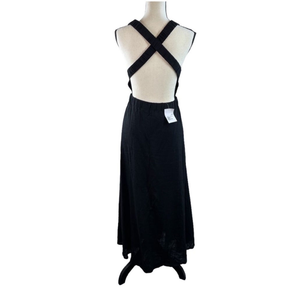 NWT BLACK LINEN MAXI DRESS FOREVER 21 SZ MED - Picture 4 of 15